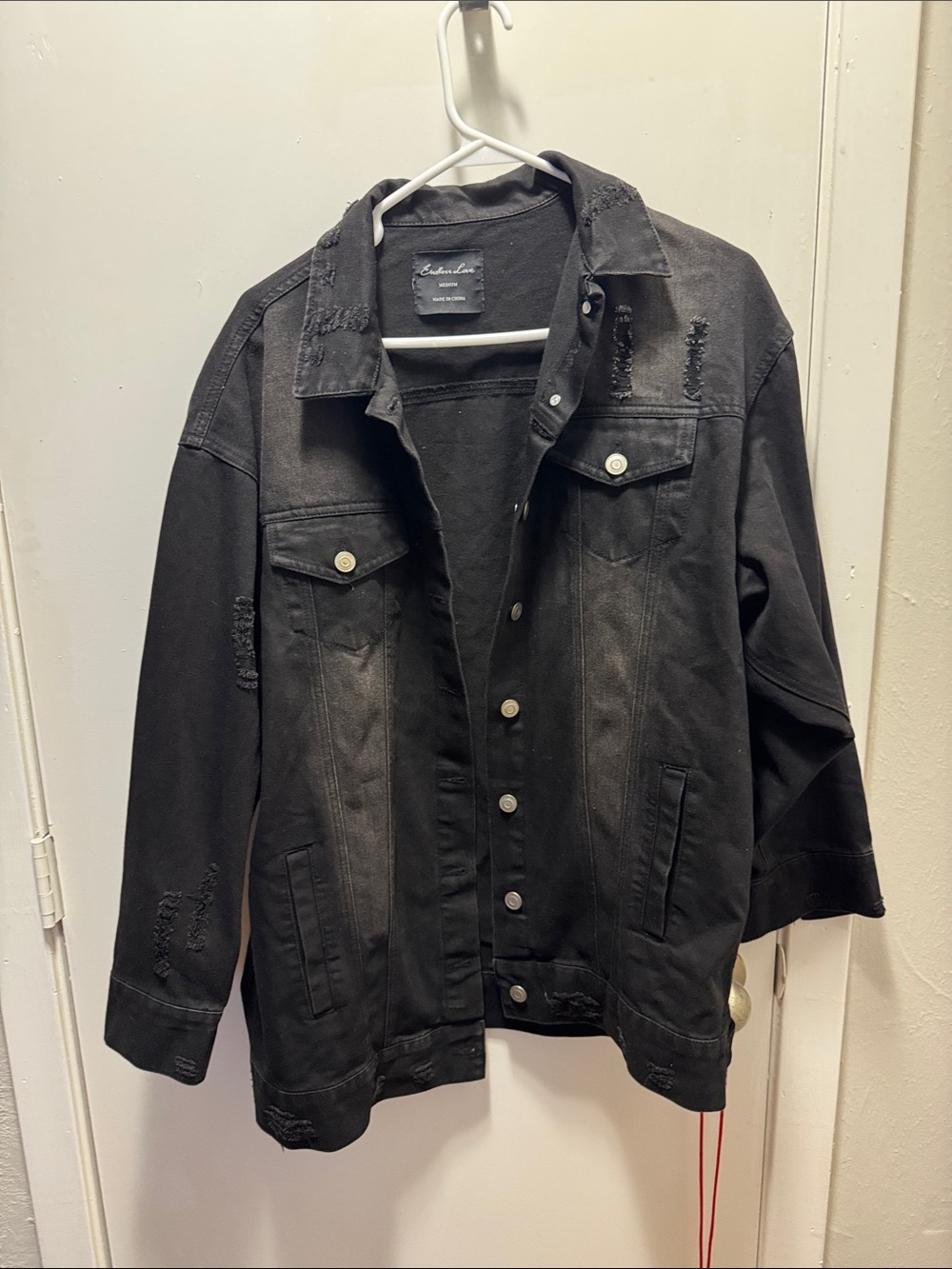 Distressed Black Denim Jean Jacket - Unbranded(11)